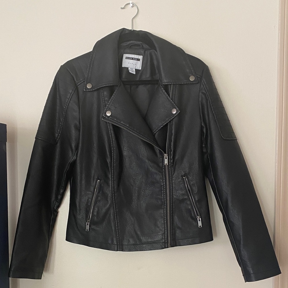 Noisy May Black Faux Leather Biker Jacket